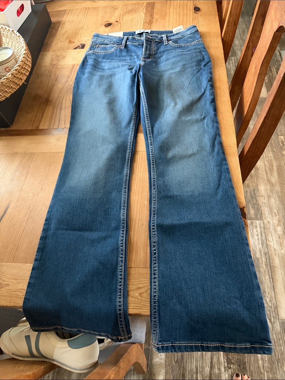 Wide Leg Women's Jeans in Dark Blue Denim